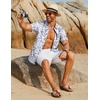 image:imageCOOFANDY Mens Hawaiian Shirt Short Sleeve Button Down Shirts Tropical Floral Summer Beach ShirtsLight Gray  Leaf
