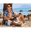image:imageCOOFANDY Mens Hawaiian Shirt Short Sleeve Button Down Shirts Tropical Floral Summer Beach ShirtsNavy  Backyard Flowers