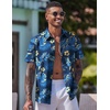 image:imageCOOFANDY Mens Hawaiian Shirt Short Sleeve Button Down Shirts Tropical Floral Summer Beach ShirtsNavy  Palm Leaf