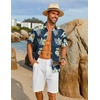 image:imageCOOFANDY Mens Hawaiian Shirt Short Sleeve Button Down Shirts Tropical Floral Summer Beach ShirtsNavy  White Floral
