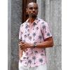 image:imageCOOFANDY Mens Hawaiian Shirt Short Sleeve Button Down Shirts Tropical Floral Summer Beach ShirtsPink  Coconut Tree