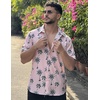 image:imageCOOFANDY Mens Hawaiian Shirt Short Sleeve Button Down Shirts Tropical Floral Summer Beach ShirtsPink  Coconut Tree