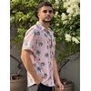 image:imageCOOFANDY Mens Hawaiian Shirt Short Sleeve Button Down Shirts Tropical Floral Summer Beach ShirtsPink  Coconut Tree