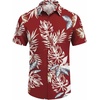 image:imageCOOFANDY Mens Hawaiian Shirt Short Sleeve Button Down Shirts Tropical Floral Summer Beach ShirtsRed  Tropical Leaf