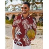 image:imageCOOFANDY Mens Hawaiian Shirt Short Sleeve Button Down Shirts Tropical Floral Summer Beach ShirtsRed  Tropical Leaf