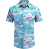 image:imageCOOFANDY Mens Hawaiian Shirt Short Sleeve Button Down Shirts Tropical Floral Summer Beach ShirtsSky Blue  Flamingo