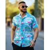 image:imageCOOFANDY Mens Hawaiian Shirt Short Sleeve Button Down Shirts Tropical Floral Summer Beach ShirtsSky Blue  Flamingo