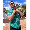 image:imageCOOFANDY Mens Hawaiian Shirt Short Sleeve Button Down Shirts Tropical Floral Summer Beach ShirtsTurquoise  Palm Leaf