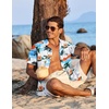 image:imageCOOFANDY Mens Hawaiian Shirt Short Sleeve Button Down Shirts Tropical Floral Summer Beach ShirtsWhite  Coconut Tree