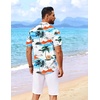 image:imageCOOFANDY Mens Hawaiian Shirt Short Sleeve Button Down Shirts Tropical Floral Summer Beach ShirtsWhite  Coconut Tree