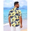 image:imageCOOFANDY Mens Hawaiian Shirt Short Sleeve Button Down Shirts Tropical Floral Summer Beach ShirtsYellow  Palm Leaf