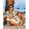 image:imageCOOFANDY Mens Hawaiian Shirt Short Sleeve Button Down Shirts Tropical Floral Summer Beach ShirtsYellow  Palm Leaf