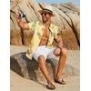 image:imageCOOFANDY Mens Hawaiian Shirt Short Sleeve Button Down Shirts Tropical Floral Summer Beach ShirtsYellow  Pineapple