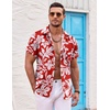 image:imageCOOFANDY Mens Hawaiian Shirt Short Sleeve Button Down Shirts Tropical Summer Beach Shirts Casual Floral Aloha ShirtsAredwhite Floral