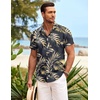 image:imageCOOFANDY Mens Hawaiian Shirt Short Sleeve Button Down Shirts Tropical Summer Beach Shirts Casual Floral Aloha ShirtsBlack Golden Leaves