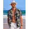 image:imageCOOFANDY Mens Hawaiian Shirt Short Sleeve Button Down Shirts Tropical Summer Beach Shirts Casual Floral Aloha ShirtsBlack Golden Leaves