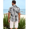 image:imageCOOFANDY Mens Hawaiian Shirt Short Sleeve Button Down Shirts Tropical Summer Beach Shirts Casual Floral Aloha ShirtsBlackwhite Leaves