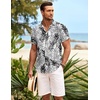 image:imageCOOFANDY Mens Hawaiian Shirt Short Sleeve Button Down Shirts Tropical Summer Beach Shirts Casual Floral Aloha ShirtsBlackwhite Leaves