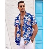 image:imageCOOFANDY Mens Hawaiian Shirt Short Sleeve Button Down Shirts Tropical Summer Beach Shirts Casual Floral Aloha ShirtsBlue Floral