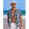 image:imageCOOFANDY Mens Hawaiian Shirt Short Sleeve Button Down Shirts Tropical Summer Beach Shirts Casual Floral Aloha ShirtsBlue Leaves