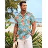 image:imageCOOFANDY Mens Hawaiian Shirt Short Sleeve Button Down Shirts Tropical Summer Beach Shirts Casual Floral Aloha ShirtsBlue Red Khaki Floral
