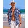 image:imageCOOFANDY Mens Hawaiian Shirt Short Sleeve Button Down Shirts Tropical Summer Beach Shirts Casual Floral Aloha ShirtsBlue White Flower