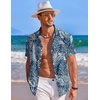 image:imageCOOFANDY Mens Hawaiian Shirt Short Sleeve Button Down Shirts Tropical Summer Beach Shirts Casual Floral Aloha ShirtsBluewhite Leaves