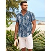 image:imageCOOFANDY Mens Hawaiian Shirt Short Sleeve Button Down Shirts Tropical Summer Beach Shirts Casual Floral Aloha ShirtsBluewhite Leaves