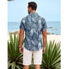 image:imageCOOFANDY Mens Hawaiian Shirt Short Sleeve Button Down Shirts Tropical Summer Beach Shirts Casual Floral Aloha ShirtsBluewhite Leaves