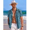 image:imageCOOFANDY Mens Hawaiian Shirt Short Sleeve Button Down Shirts Tropical Summer Beach Shirts Casual Floral Aloha ShirtsGreen Black Leaves