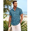 image:imageCOOFANDY Mens Hawaiian Shirt Short Sleeve Button Down Shirts Tropical Summer Beach Shirts Casual Floral Aloha ShirtsGreen Black Leaves