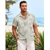 image:imageCOOFANDY Mens Hawaiian Shirt Short Sleeve Button Down Shirts Tropical Summer Beach Shirts Casual Floral Aloha ShirtsLight Green Leaves