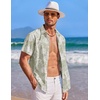 image:imageCOOFANDY Mens Hawaiian Shirt Short Sleeve Button Down Shirts Tropical Summer Beach Shirts Casual Floral Aloha ShirtsLight Green Leaves