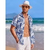 image:imageCOOFANDY Mens Hawaiian Shirt Short Sleeve Button Down Shirts Tropical Summer Beach Shirts Casual Floral Aloha ShirtsNavy Blue Leaves