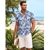 image:imageCOOFANDY Mens Hawaiian Shirt Short Sleeve Button Down Shirts Tropical Summer Beach Shirts Casual Floral Aloha ShirtsNavy Blue Leaves