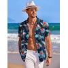 image:imageCOOFANDY Mens Hawaiian Shirt Short Sleeve Button Down Shirts Tropical Summer Beach Shirts Casual Floral Aloha ShirtsNavyred Flower