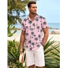 image:imageCOOFANDY Mens Hawaiian Shirt Short Sleeve Button Down Shirts Tropical Summer Beach Shirts Casual Floral Aloha ShirtsPink Black Coconut Palm