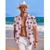 image:imageCOOFANDY Mens Hawaiian Shirt Short Sleeve Button Down Shirts Tropical Summer Beach Shirts Casual Floral Aloha ShirtsPink Black Coconut Palm