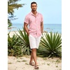 image:imageCOOFANDY Mens Hawaiian Shirt Short Sleeve Button Down Shirts Tropical Summer Beach Shirts Casual Floral Aloha ShirtsPink Leaves