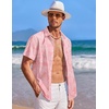 image:imageCOOFANDY Mens Hawaiian Shirt Short Sleeve Button Down Shirts Tropical Summer Beach Shirts Casual Floral Aloha ShirtsPink Leaves