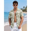 image:imageCOOFANDY Mens Hawaiian Shirt Short Sleeve Buttoon Down Shirts Casual Tropical Floral Summer Linen ShirtsAgreen Palm Leaf