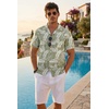image:imageCOOFANDY Mens Hawaiian Shirt Short Sleeve Buttoon Down Shirts Casual Tropical Floral Summer Linen ShirtsAgreen Palm Leaf