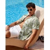 image:imageCOOFANDY Mens Hawaiian Shirt Short Sleeve Buttoon Down Shirts Casual Tropical Floral Summer Linen ShirtsAgreen Palm Leaf