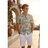 image:imageCOOFANDY Mens Hawaiian Shirt Short Sleeve Buttoon Down Shirts Casual Tropical Floral Summer Linen ShirtsAgreen Palm Leaf