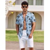 image:imageCOOFANDY Mens Hawaiian Shirt Short Sleeve Buttoon Down Shirts Casual Tropical Floral Summer Linen ShirtsB Blue Floral