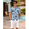 image:imageCOOFANDY Mens Hawaiian Shirt Short Sleeve Buttoon Down Shirts Casual Tropical Floral Summer Linen ShirtsB Blue Floral