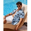 image:imageCOOFANDY Mens Hawaiian Shirt Short Sleeve Buttoon Down Shirts Casual Tropical Floral Summer Linen ShirtsB Blue Floral
