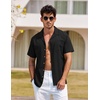 image:imageCOOFANDY Mens Hawaiian Shirt Short Sleeve Buttoon Down Shirts Casual Tropical Floral Summer Linen ShirtsBlack