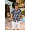 image:imageCOOFANDY Mens Hawaiian Shirt Short Sleeve Buttoon Down Shirts Casual Tropical Floral Summer Linen ShirtsBlack Tropical Leaf