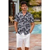 image:imageCOOFANDY Mens Hawaiian Shirt Short Sleeve Buttoon Down Shirts Casual Tropical Floral Summer Linen ShirtsBlack Tropical Leaf